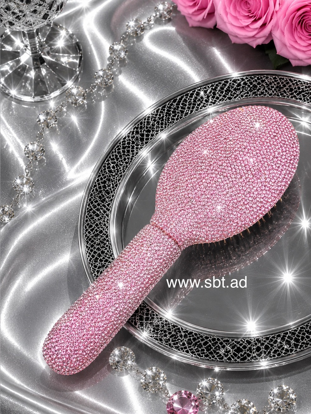 NWT Rhinestone Hair Brush Sparkling Bling Swarovski Crystal +Gift - Picture 7 of 10